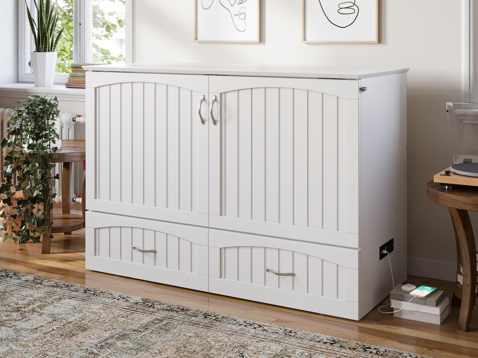 Southampton Full Murphy Bed Chest In White