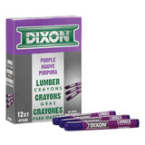 Dixon Industrial Lumber Marking Crayons, 4.5 x 1/2 Hex, Purple, 12-Pack (49300)