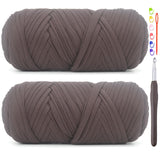 2 Pack Tshirt Yarn for Crocheting,Brown T Shirt Chunky Elastic Fabric Thick T-Shirt Crochet Yarn for Beginners Crocheting Hand K