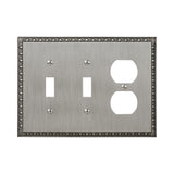 Amerelle Egg & Dart Double Toggle/Single Duplex Cast Metal Wallplate in Antique Nickel