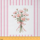 Erosebridal Pink Flower Upholstery Fabric by The Yard Carnation Floral Decorative Fabric Pink and White Striped DIY Art Material