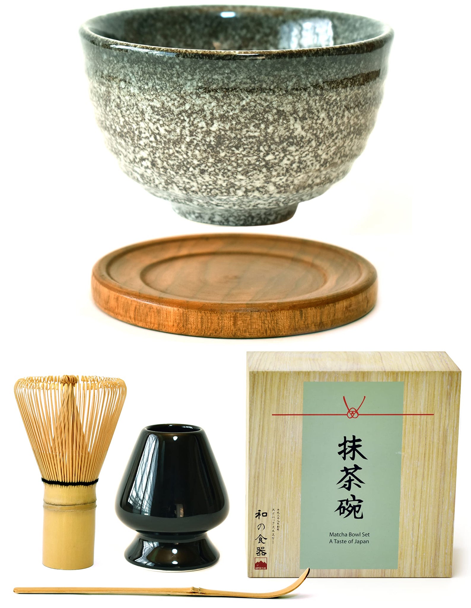 Premium Japanese Ceremonial Matcha Green Tea Chawan Bowl Full Kit Matcha Whisk Set with Accessories and Tools Bamboo Chasen Matc
