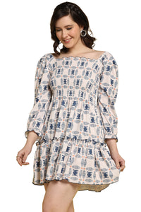 Toplot Dresses For Women Floral Print With 3/4 Sleeve (Midi-5067-Cream-L),Cream,,B0BS3HGWJT