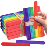 CraftySticks- 300 Pack, 6 Inch Multi Color Rainbow, Jumbo Wood Popsicle Sticks for Crafts, Home, School Art, Building, Learning,