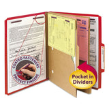Smead Pressboard Classification File Folder with SafeSHIELD Fasteners, 2 Pocket Dividers, 2 Expansion, Letter Size, Bright Red,