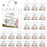 Kosiz 24 Pcs Christian Church Gift Bags Bulk Clear PVC Bags with Handles Religious Bible Verse Cross Treat Gift for Women Church