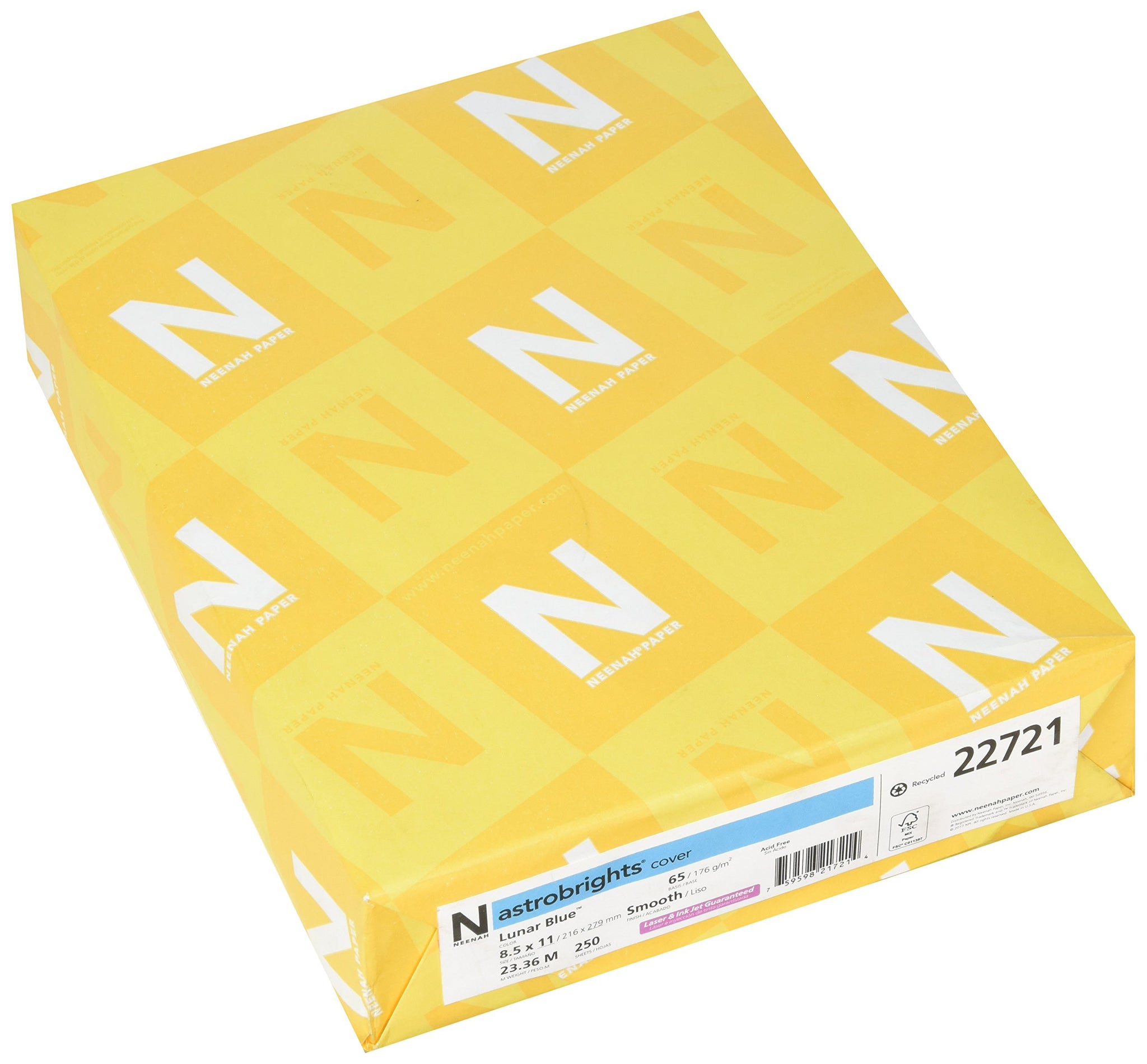 Neenah Paper 22721 Color Cardstock, 65lb, 8 1/2 x 11, Lunar Blue, 250 Sheets
