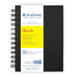 Strathmore 300 Series Sketch Paper Art Book, Black Hardcover & Side Wire Binding, 72 Sheets, White, 5.5x8.5 inch, 1 Count