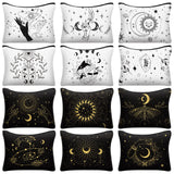 Amylove 12 Pieces Witch Tarot Zipper Pouch Bag Witch Tarot Cards Phase Bag Moon Crystals Cosmetic Witchy Purse Toiletry Aestheti