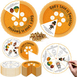 ForraFun 24 Sets Christian Fall Thanksgiving Craft Kit Religious Art Wheel Kit Color Your Own Autumn DIY Pumpkin Pie Card for Ch
