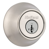 Kwikset 660 Deadbolt Deadbolt Lock, Satin Nickel Round Exterior Keyed Front Entry Door, Pick Resistant SmartKey Rekey Security, 