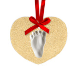 Lil Peach Baby's Handprint or Footprint Christmas Ornament Kit, Newborn Holiday Hanging Keepsake Kit, Baby's First, Heart Gold G