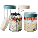 MUSCULODGE Overnight oats containers with lids, Yogurt jars, Chia seed pudding jars, Glass meal prep containers, 16 oz mason jar