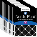 Nordic Pure 18x25x1 (17 1/2 x 24 1/2 x 3/4) Pure Carbon Pleated Odor Reduction Furnace Air Filters 12 Pack