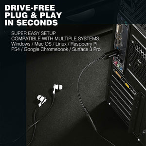 DUKABEL USB to 3.5mm Jack Audio Adapter, USB to Aux Cable with TRRS 4-Pole Mic-Supported USB to Headphone AUX Adapter Built-in C