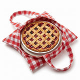 Klyyo Clyro Red Buffalo Plaid Pie Carrier with Handle 12'' Reusable Canvas Pie Tote Bag Expandable Round Casserole Carrier Porta