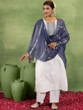 Libas Womens Yoke Design Cotton Blend Straight Kurta With Trousers And Dupatta Off White Xl
