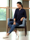 Libas Women'S Viscose Rayon Straight Kurtis (29286I_Navy Blue Navy Blue L