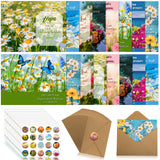 Motiskyy 80 Sets Christmas Religious Get Well Cards with Envelopes and 4 Sheets Stickers Christian Scripture Flowers Exchange Gr