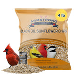 Armstrong Wild Bird Food Black Oil Sunflower Chips, 4 Pounds - for Northern Cardinals, American Goldfinches and Black-Capped Chi