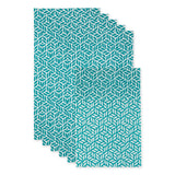 Teal Abstract Leaf Print Fridge Liner Set/6