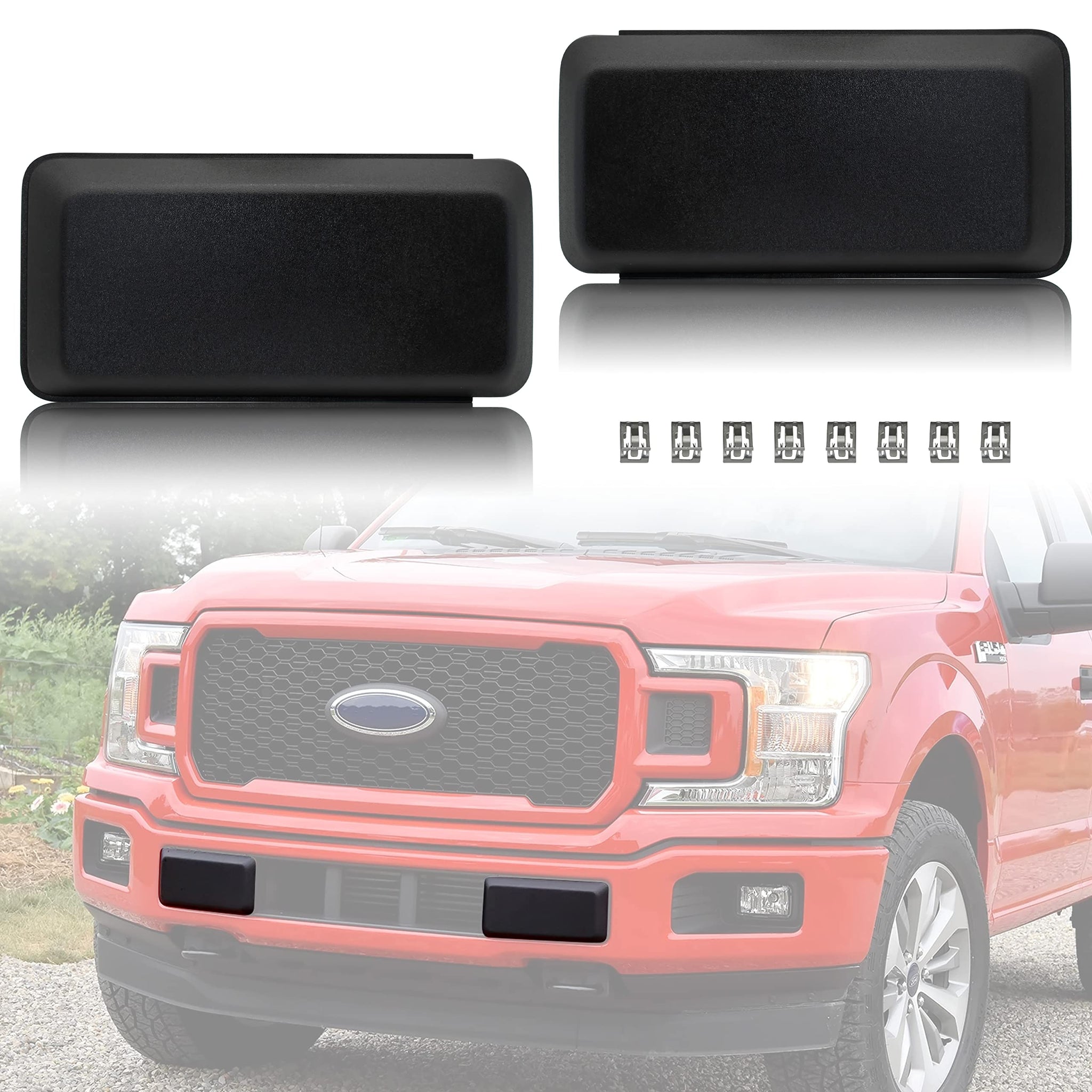 KEWISAUTO Front Bumper Guards Pads for Ford F-150, Black Bumper Inserts Cover Caps for Ford F150 2018 2019 2020 Accessories(2PCS