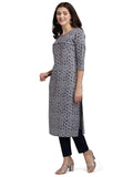 Nainvish Women'S Cotton Blend Straight Round Neck Printed Kurta (Sd191_K-Xxl_Grey)