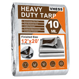 Tarps Heavy Duty Waterproof 12 X 20, 10 Mil Multipurpose Poly Tarp Cover, tarp Waterproof UV Resistant Tear&Fade Resistant, Outd