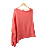 Tickled Pink Solid Cotton Poncho, Coral