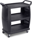 Carlisle FoodService Products Plastic Bussing Cart, 300 lb Capacity, 36.25 x 18x 38, Black, Small