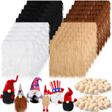 Tudomro 20 Pcs Faux Fur Fabric 10 x 10 with 40 Pcs Wood Balls, Shaggy Faux Fur Square Patches, Gnome Beards for Crafting Sewing 