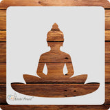 Kachi Pencil Buddha in Mediation Art and Craft Stencils for Painting, Size 6x6 inch Reusable Stencil for Painting, Fabric, Glass