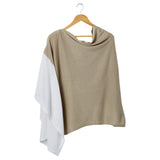 Tickled Pink Oatmeal & White Colorblock Cotton Poncho