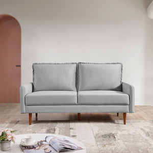 American Furniture Classics Grey 69 Inch Wide Upholstered Two Cushion Sofa With Cambered Arms Velvet, 69' X 32' X 39'