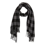 DENVER PLAID FRINGE SCARF BLACK & GRAY