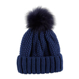 Hadley Wren Snap On Pom Pom Beanie, Navy