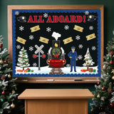 Moinchore Christmas Bulletin Board Set Christmas Express Train Classroom Decorations Railroad Railway Crossing Tickets Conductor
