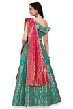 Purvaja Women'S Jacquard Semi-Stitched Lehenga Choli (Aahana-C-Green_C-Green_Free Size)