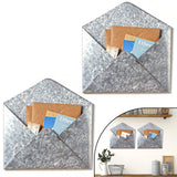 Yaocom 2 Pcs Galvanized Metal Envelope, Wall Mount Galvanized Mail Organizer Rustic Wall Holder Farmhouse Pocket for Storage Mai