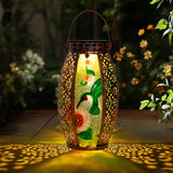 Gifts for Women Mom Grandma, Outdoor Solar Lantern-Waterproof Hummingbird Hanging Metal Decorative Lights for Patio Table Garden