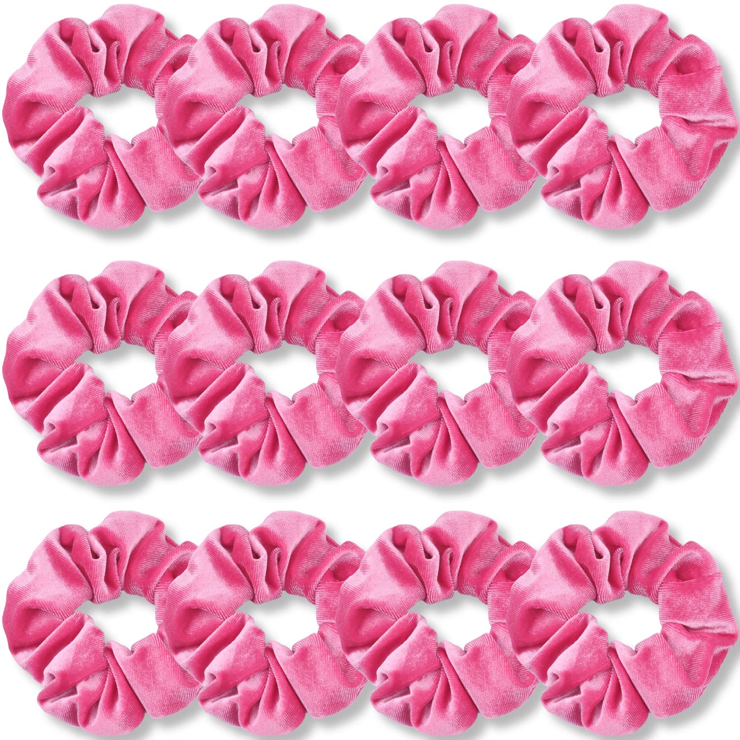 IVARYSS Bubble Pink Scrunchies, Premium Velvet Soft Hair Scrunchy Bulk, Solid Colors Thick Elastic Bands, Hair Accessories for W