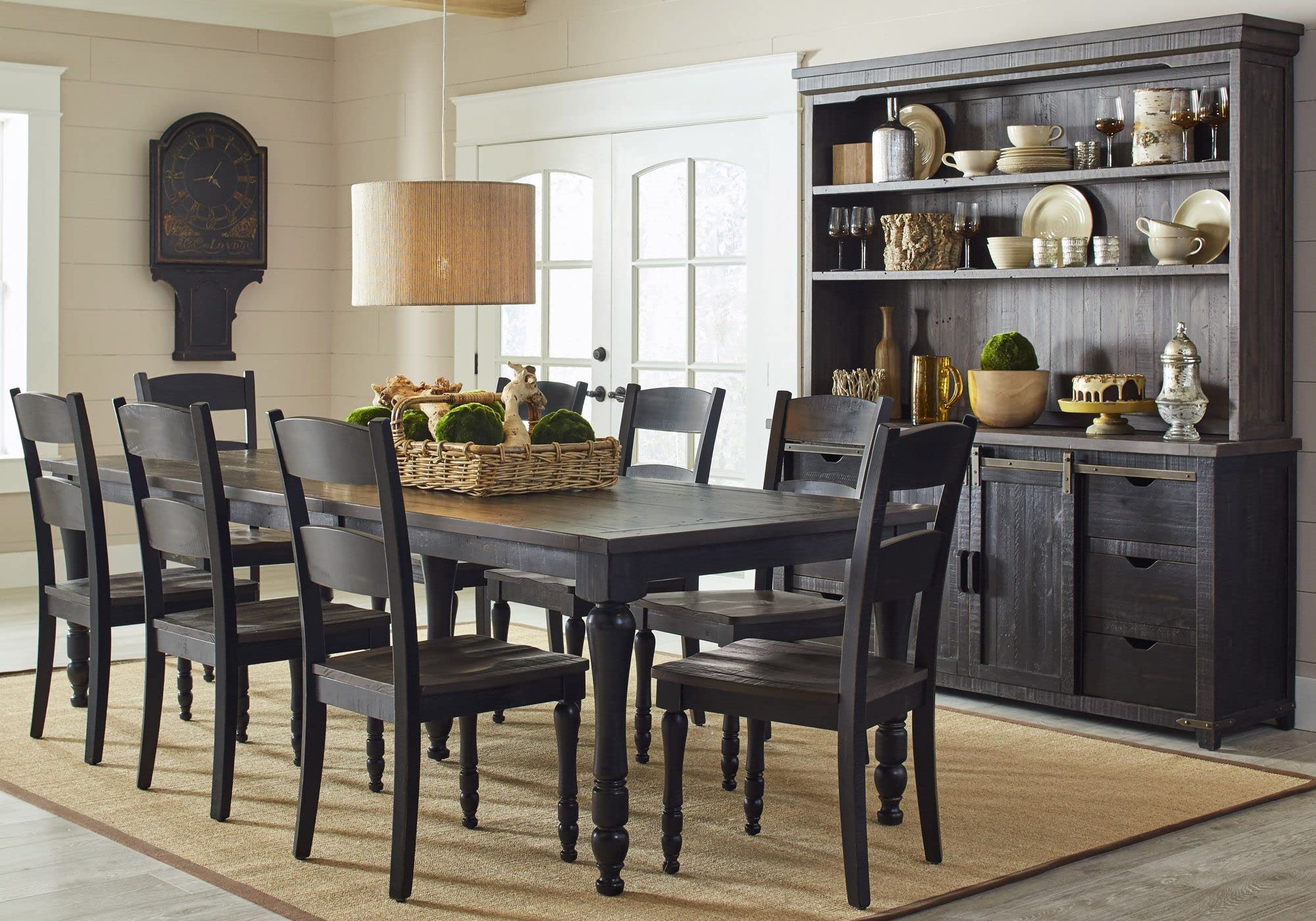 Jofran Madison County Farmhouse 60 Reclaimed Pine Solid Wood Barn Door Server, Vintage Black