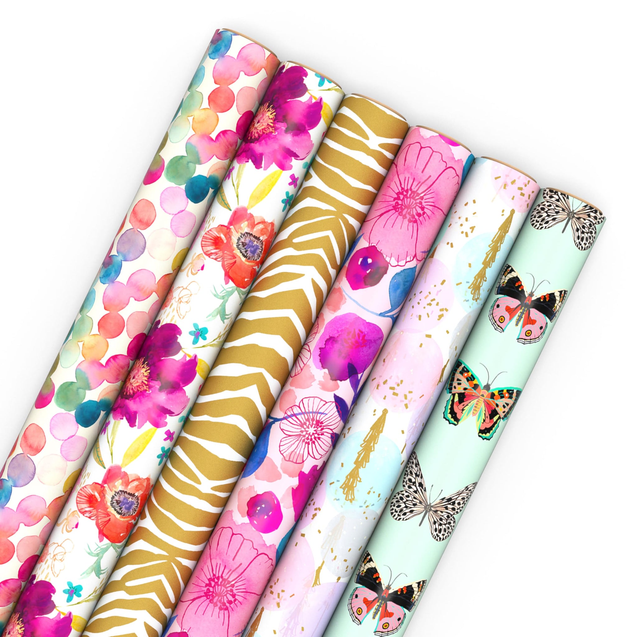 Hallmark Wrapping Paper Rolls for Birthday, Bridal Shower, Baby Shower, Gift Wrap Paper (Set of 6 Rolls: 180 sq. ft. ttl.) Butte