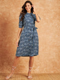 Modeve Women Ethnic Motifs Print Blue Dress_2X-Large