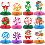 Chrisfall 12 Pack Christmas Candy Table Centerpieces, Honeycomb Holiday Party Decorations, Easy 3D Assembly, Table Toppers for X