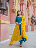 Gosriki Women'S Rayon Regular Kurta And Palazzos & Dupatta (Keri Blue_M-Go Medium),Blue,,B08W1TW1BV