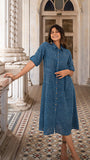 Gosriki Women'S Rayon Printed Hand Block Shirt Dress (Genius-Blue-Dress_M-Gs_Blue_Medium),Blue,,B0BRL417D6