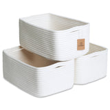 NaturalCozy 13.5  x8.5  x5.5Storage Baskets for Shelves 3 Pack | Cotton Rope Woven Small Baskets for Organizing | Small St