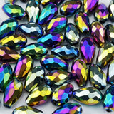 YUEXIGO 150pcs 4x6mm Teardrop Crystal Glass Beads for Jewelry Making, Faceted Vertical Hole Teardrop Glass Spacer Beads for Wind