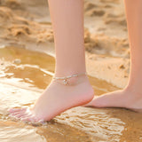 Ankle Bracelets for Women, T Initial Anklet 14K Gold Plated Dainty Adjustable Layered Initial Anklets Set Beaded Chain Figaro Ch